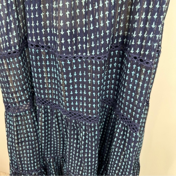 Free People Midnight Dance Print Spaghetti Strap Blue Sleeveless Maxi Dress - Picture 5 of 15